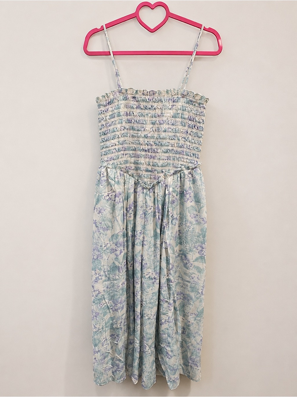 Smocked Floral jumpsuit for women in Pastel Blue